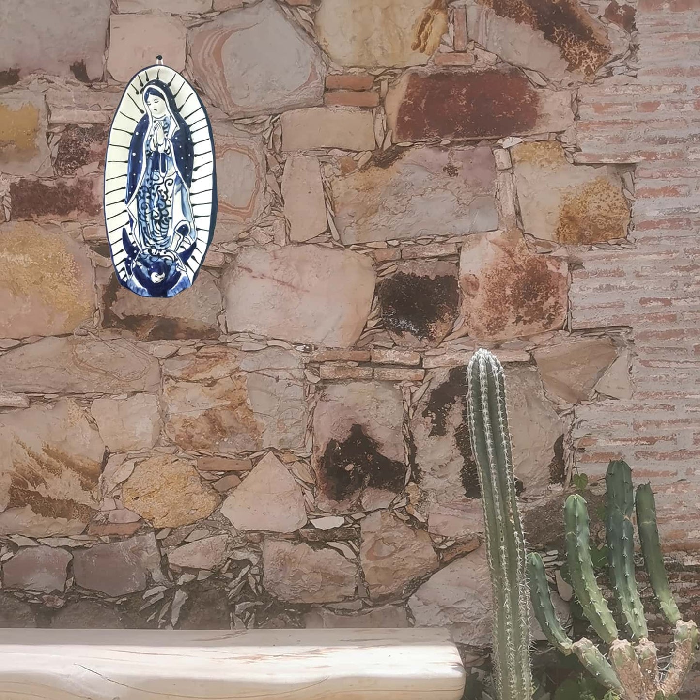 Mexican Talavera Pottery Virgin of Guadalupe Hand Painted, Catholic Home Decor, Large Size