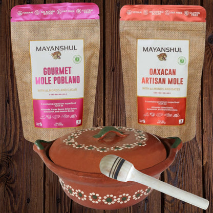 Bundle Special Edition: Traditional Clay Cazuela & Gourmet Mole Variety Pack of 2