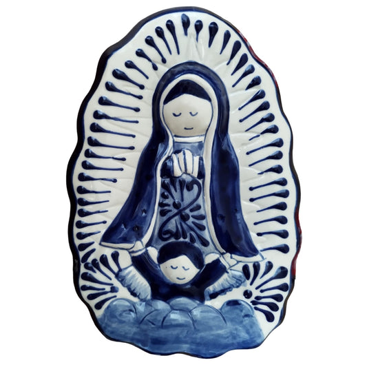 Talavera Hand Painted Our Lady of Guadalupe Wall Hanging Decor, Medium size